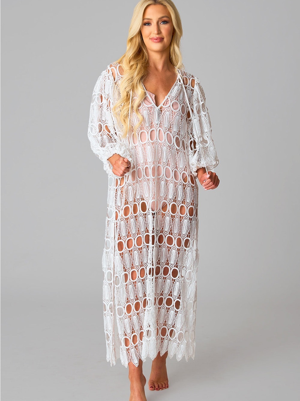 Buddy Love White Crochet Maxi Cover-Up Dress